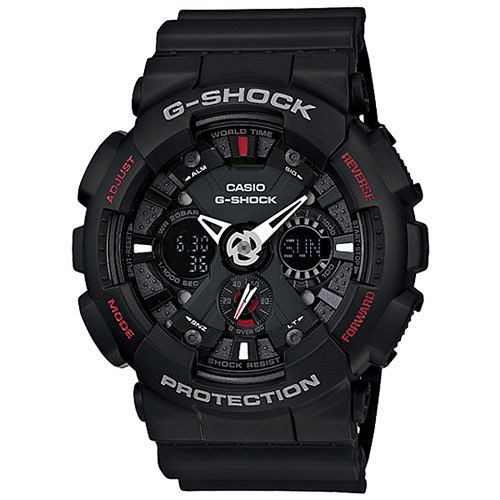 【CASIO】G-SHOCK 機車儀表板造型概念雙顯錶(GA-120-1A)正版宏崑公司貨