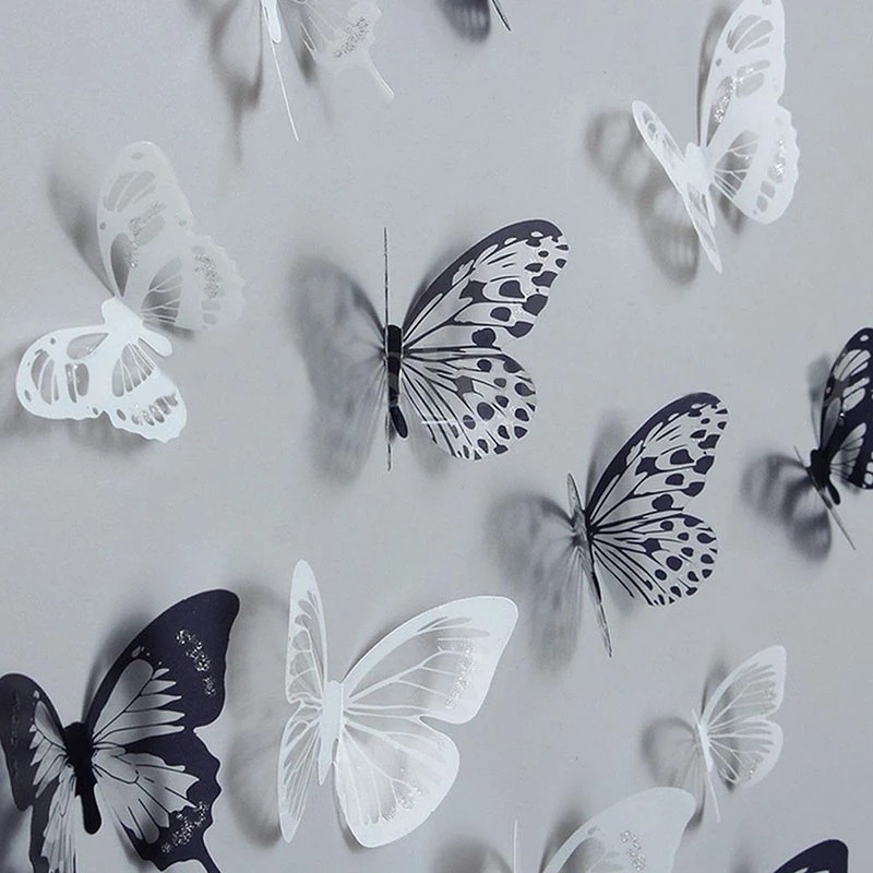 18 件/套 3d 水晶蝴蝶牆貼美麗蝴蝶藝術貼花家居裝飾貼紙婚禮裝飾傢居壁畫貼紙