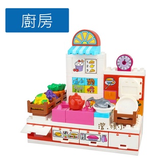澄．積木【H53建築】大顆粒積木現貨 積木 拓展包 相容得寶樂高 街景套裝 廚房 中央廚房 烘培坊 烤箱 微波爐 家家酒