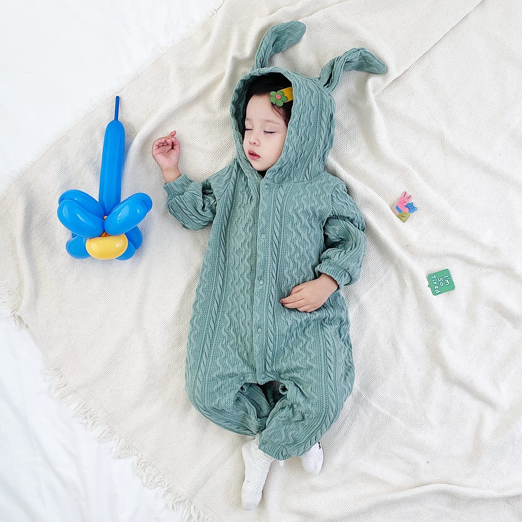 Sanlutoz 嬰兒針織粗線毛衣中性 休閒保暖兔子連帽 冬季嬰兒服裝