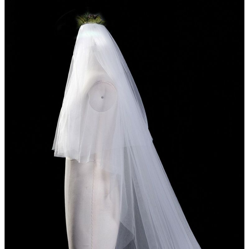 台灣現貨，帶面紗 的 頭紗+髮梳+拖尾 3米簡約裸紗雙層頭紗 新娘结婚頭紗 簡約裸紗 新娘結婚頭紗