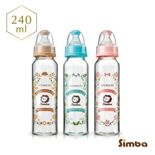 小獅王辛巴Simba蘿蔓晶鑽標準玻璃大奶瓶240ML 三色可選