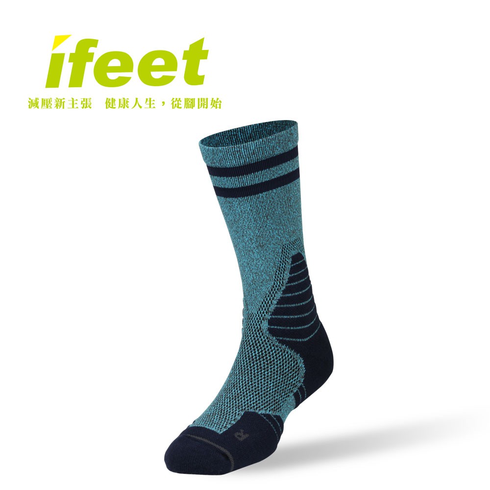 【ifeet】全方位足弓壓力運動襪籃球襪(9816)-1雙入-藍色(24-26CM)