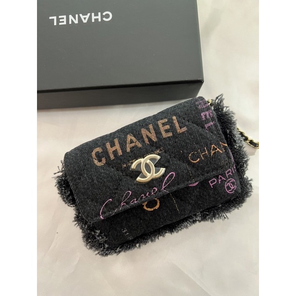 台灣現貨 🇺🇸💰74380香奈兒Chanel 22p 牛仔塗鴉小鍊包