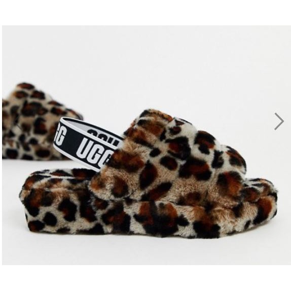 UGG全新正品現貨 毛毛豹紋+LOGO後跟帶拖鞋/涼鞋Fluff Yeah leopard slide slippers