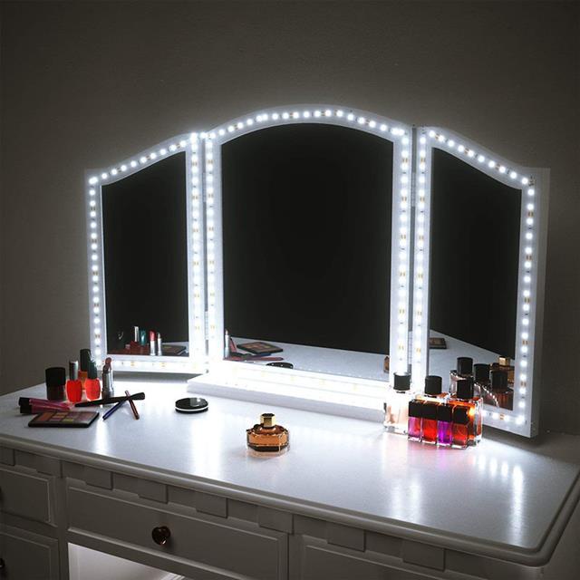 化妝鏡燈帶貼紙膠帶 USB 燈臥室裝飾 LED 梳妝台梳妝鏡照明手掃感應燈