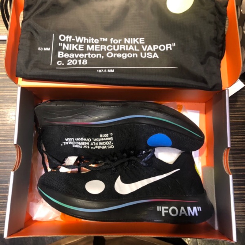 Nike zoom fly mercurial FK/OW, off white, FIFA, US 11