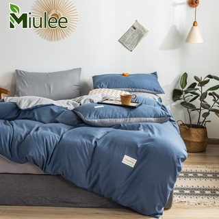 現貨【miulee】☆水洗棉床包四件組☆無印風 床包組 單人 雙人 加大床單組 格子被套 枕套 柔軟親膚不掉色床罩 寢具