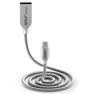 Golf USB 2.0 轉 Micro USB 鋅合金接頭彈簧傳輸線(1M) 鋅合金 彈簧 傳輸線 【現貨】