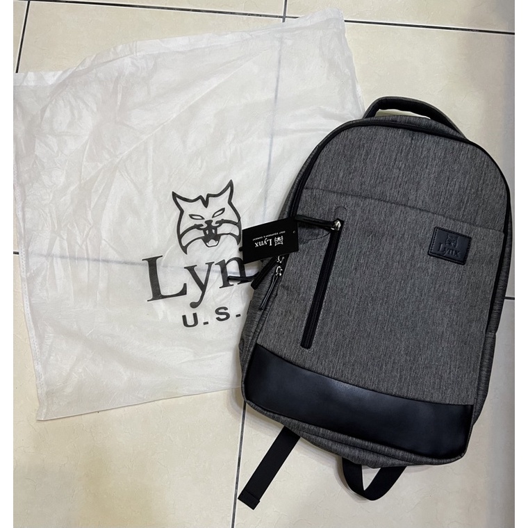 【全新】Lynx時尚帆布雙肩電腦包 筆電包 多層 後背包 美國山貓