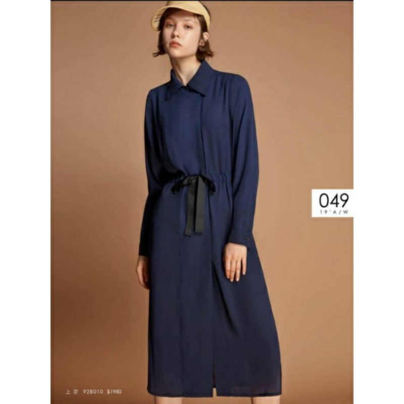 💟特價🎀全新 專櫃 MOMA. 深藍 質感 雪紡 二穿 洋裝/外套(附長版內搭)~38