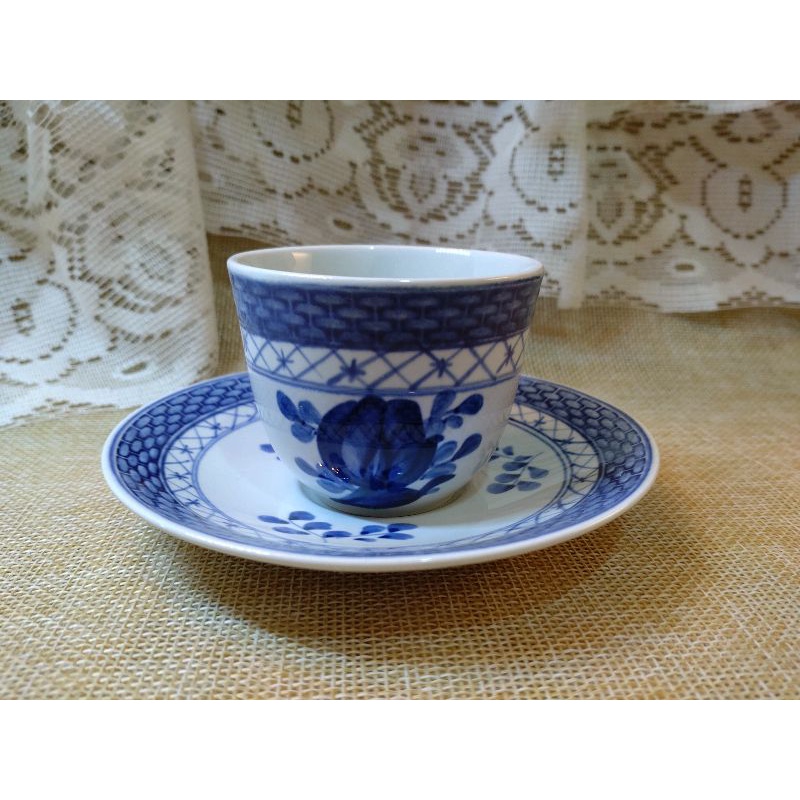 Vintage 皇家哥本哈根 Royal Copenhagen 瓷器/手繪 編織紋理/濃縮咖啡杯盤組