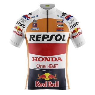 特價自行車騎行服 FULL ZIP Repsol Honda Red Bull 騎行服上衣短袖運動服 Race Cut