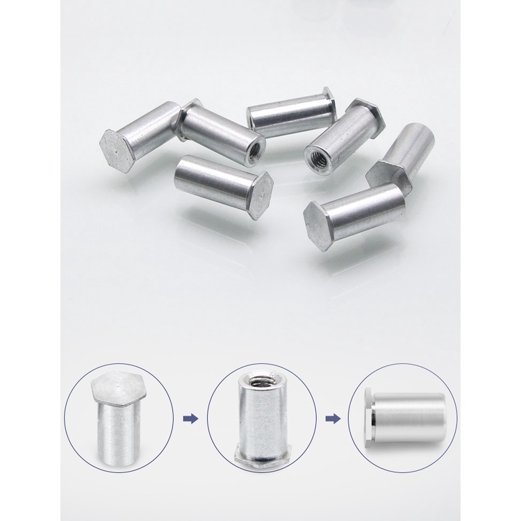 底孔4.2【M3盲孔】鋁製壓鉚螺母柱BSOA-M3*5-6-7-8-9-10-11鋁合金卯螺柱