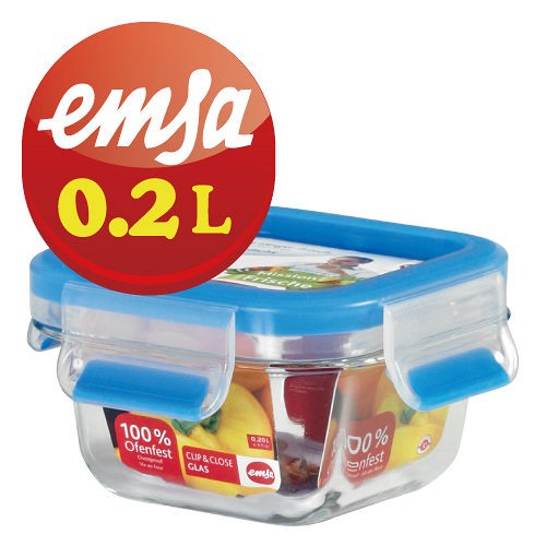 【德國EMSA】 3D保鮮盒-玻璃保鮮盒&lt;單個(0.2L *1)&gt; 專利上蓋無縫. 德國原裝進口