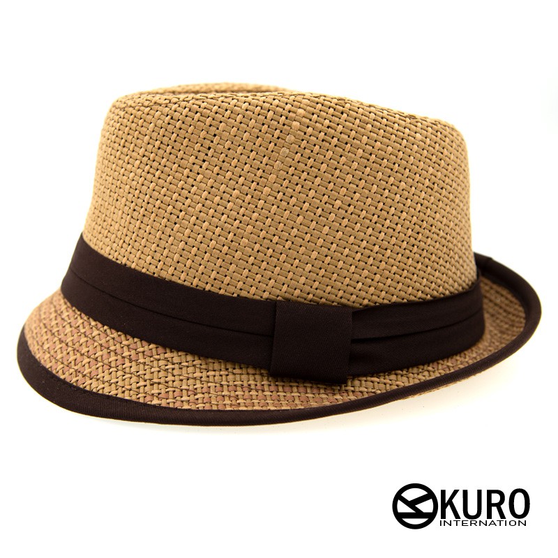 KURO-SHOP卡色棕色帽帶草帽紳士帽