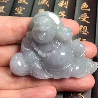 💖天然緬甸A貨翡翠 紫羅蘭彌勒佛擺件💖