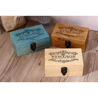 現貨 Aymhouse 木盒 收納木盒 收納盒 收納箱 鎖盒 原木 附鎖頭 生活雜貨 小款 中款 藍色 OBO02D3