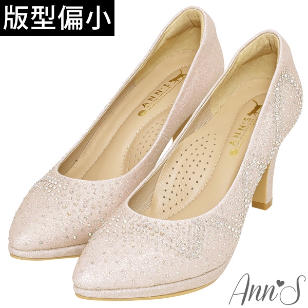 Ann’S溫柔流線-漸層手工燙鑽防水台高跟尖頭婚鞋8.5cm-粉(版型偏小)