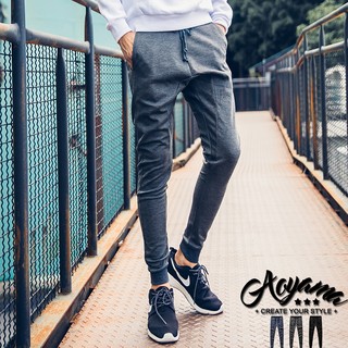 AOYAMA 運動潮男Jogging Pants挺實 修飾 彈力棉料縮口褲【A5016】束口褲 慢跑褲 棉褲 哈倫褲