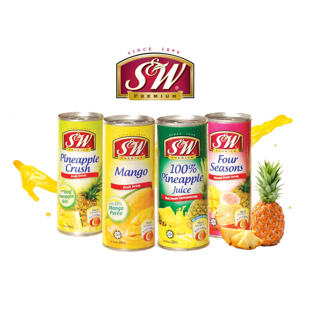 菲律賓 S&amp;W 果汁 鳳梨汁 芒果汁 240ml mango pineapple Crush Juice sw