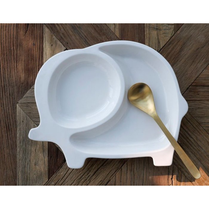 可愛大象陶瓷造型盤 盤子 陶瓷分隔盤 兒童餐盤 打菜盤 白盤 白色 陶瓷餐具 大象造形【波仔家生活雜貨舖】