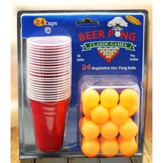 現貨 Beer Pong 遊戲桌 露營桌 遊戲道具(24個杯子+24顆球)