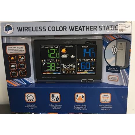 出清LA CROSSE 無線彩色電子氣象偵測計 時鐘/溫度計/溼度計