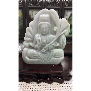 附證書天然A貨翡翠緬甸玉春帶彩冰紫蘋果綠觀世音菩薩招財保平安附底座手把件擺件珠寶玉石首飾飾品玉雕擺飾