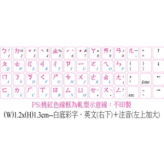 ◎【綠光艸堂】訂製鍵盤貼紙．採客製化‧Macbook‧1.2x1.3cm‧白底彩字‧英文(右下)＋注音(左上加大)