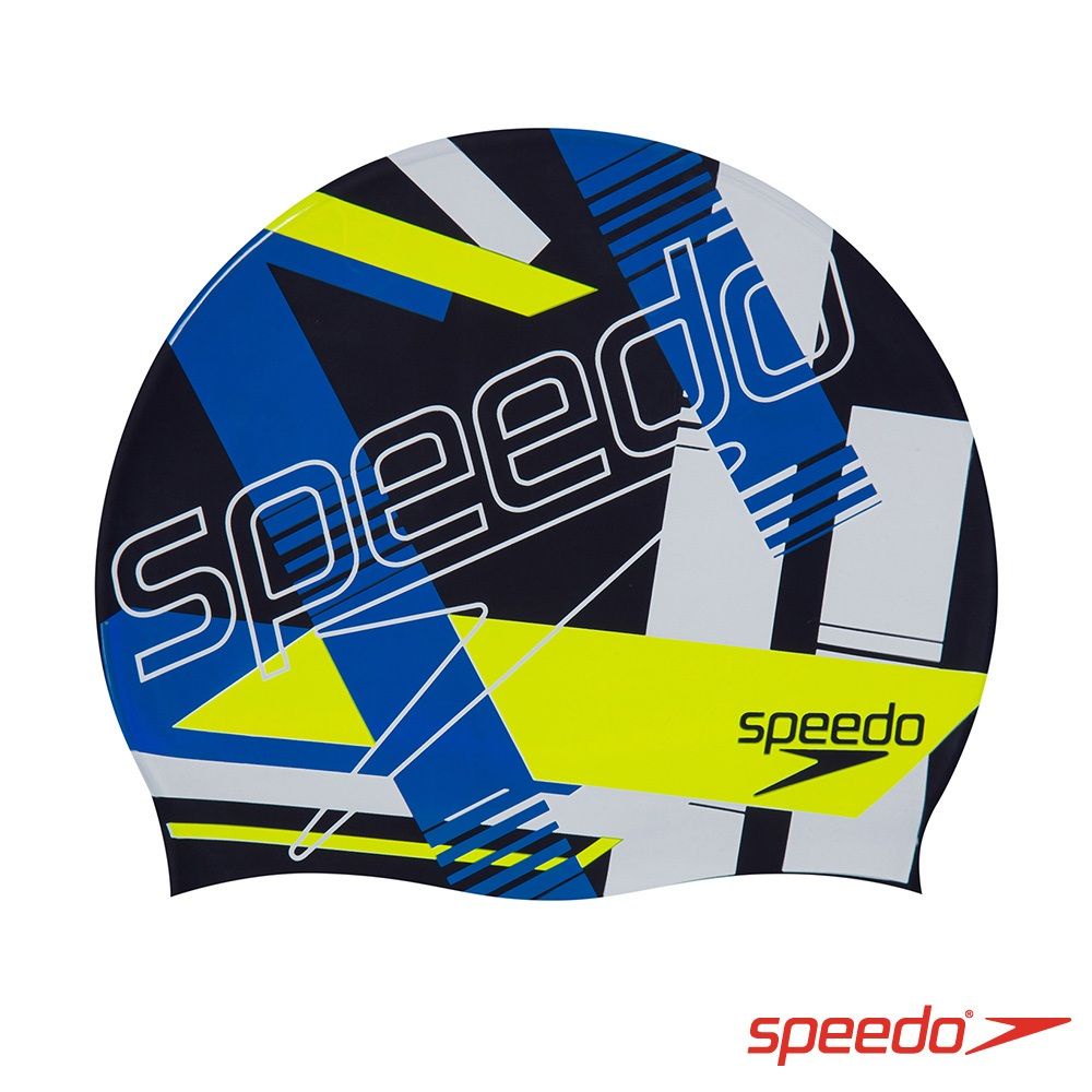 【線上體育】SPEEDO成人矽膠泳帽 Logo 藍/黃