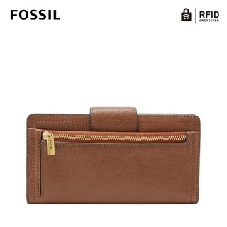 【FOSSIL】Logan 咖啡色真皮拉鍊中長夾SL7830200