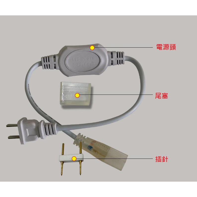 LED燈條 防水插頭 2835 5630 高壓燈條插頭 電源線 燈條專用配件 露營燈條插頭