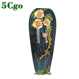 5Cgo琺瑯彩花瓶客廳電視櫃插花歐式高階藝術乾花瓶大型抬燈桌燈酒店飯店大廳t594818372638設計師