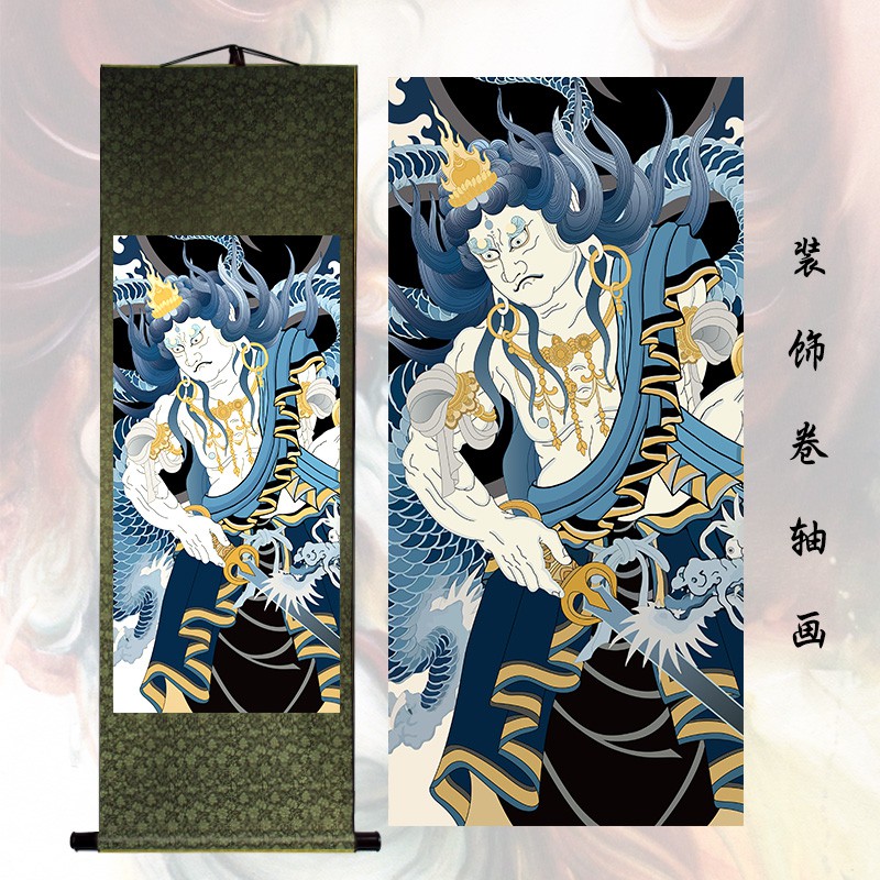 日式傳統卷軸畫不動明王掛畫刺青紋身墻面裝飾卷軸宣紙金箔卷軸畫 蝦皮購物