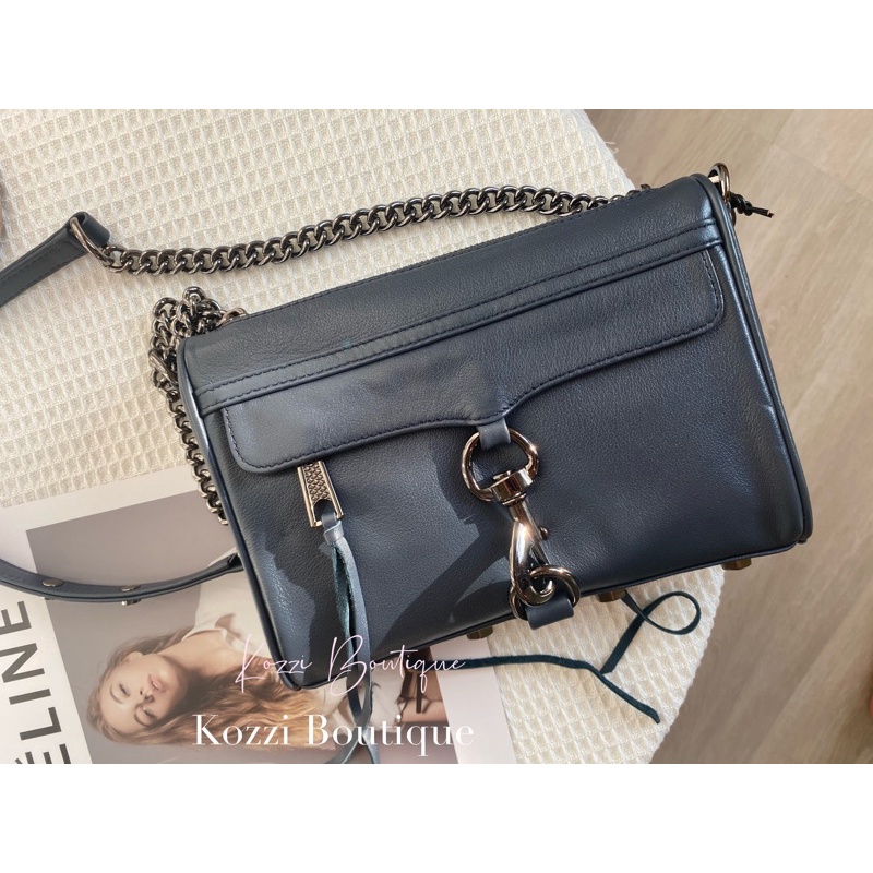 Rebecca Minkoff 深藍 鐵灰鏈 Mini Mac 鏈條包 鏈帶包  Dark blue Rm包