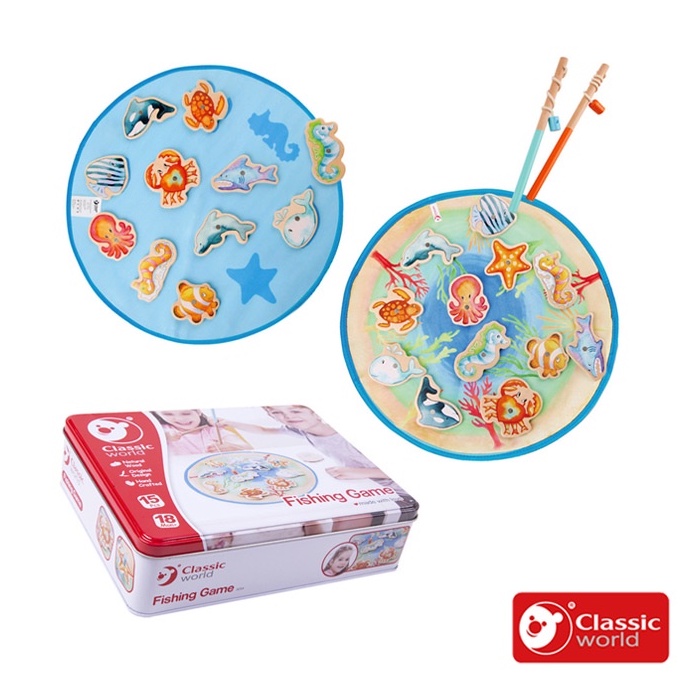 《德國Classic world》便攜式釣魚套裝【木製玩具 木頭玩具 手眼協調 18個月以上】客來喜經典木玩具－官方直營