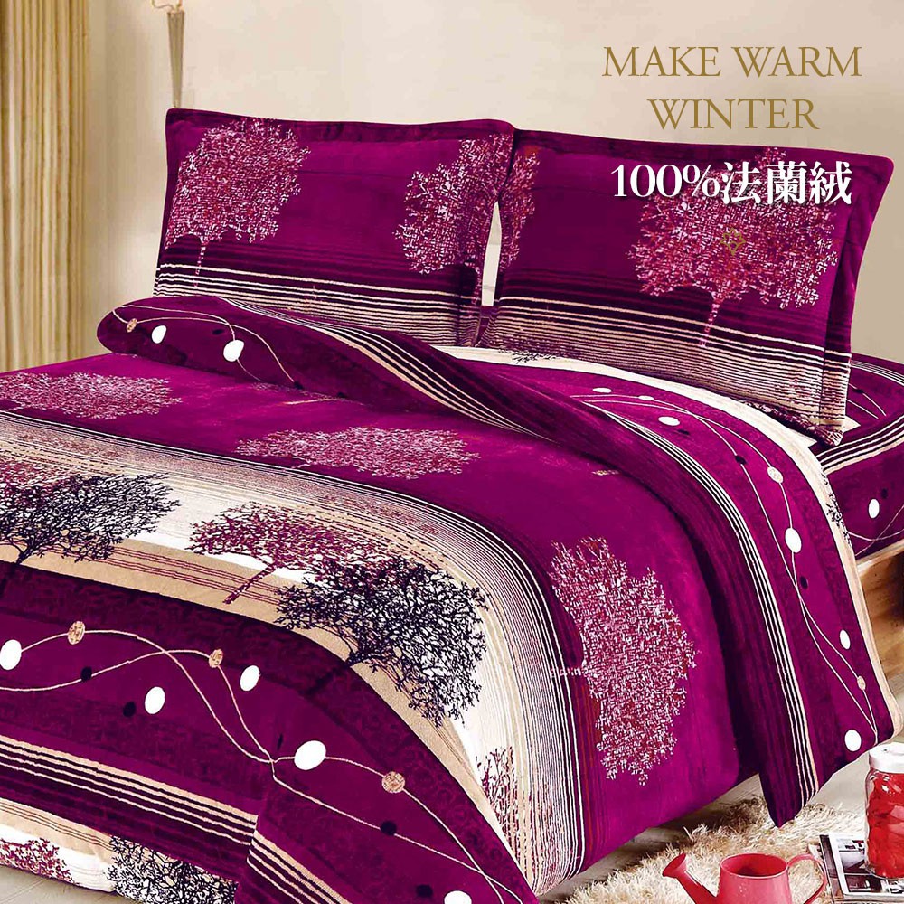 【iHOMI 愛好眠】100%法蘭絨雙人/加大床包兩用毯被組-伊集院