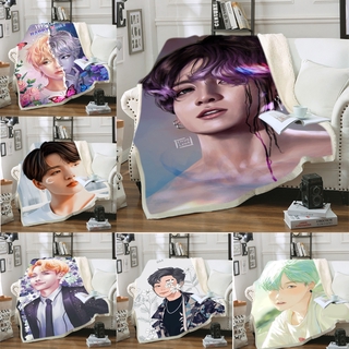 BTS防彈少年團羊羔絨毛毯 雙層毛絨加厚保暖柔軟毛毯 高畫質印刷阿米周邊 學生宿捨床上用品被子