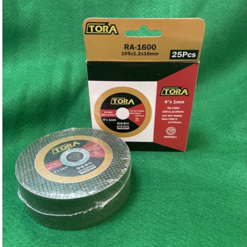 含税 TORA 切斷砂輪片 雙網 4"*1.2mm TS認證 綠色 RA-1600 1.0mm25片/盒 超取最多8盒