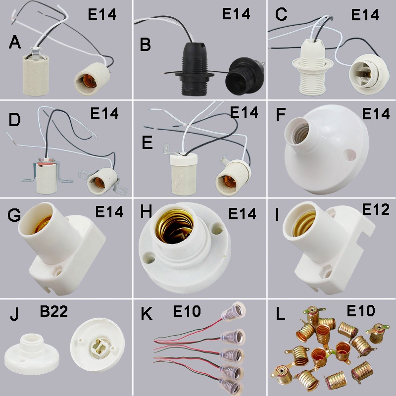 E14 E12 B22 E10 螺絲底座插座座, 用於燈泡