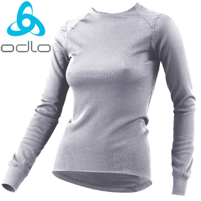 【日之出】 odlo 瑞士 152021灰 女銀離子圓領保暖排汗衣 Warm 抗菌除臭/衛生衣/發熱衣/快乾機能/公司貨