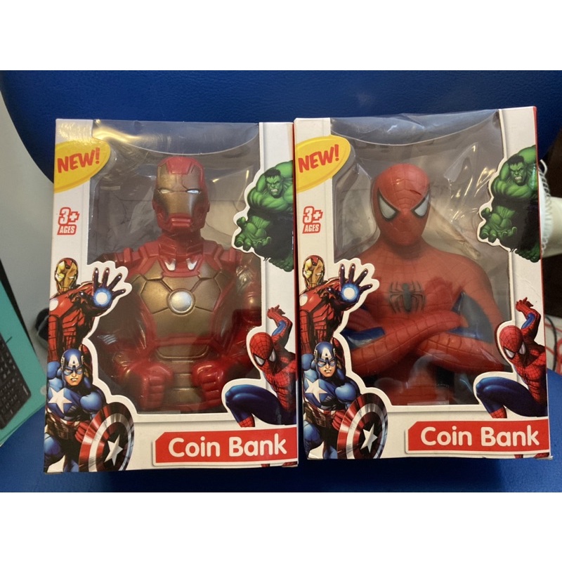 漫威 蜘蛛人+鋼鐵人 存錢筒 非正版 2個一起賣
