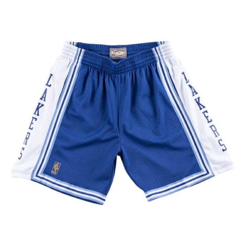 Mitchell &amp; Ness Lakers Kobe James 湖人 復古 草寫藍 球褲 60週年 金標 球褲