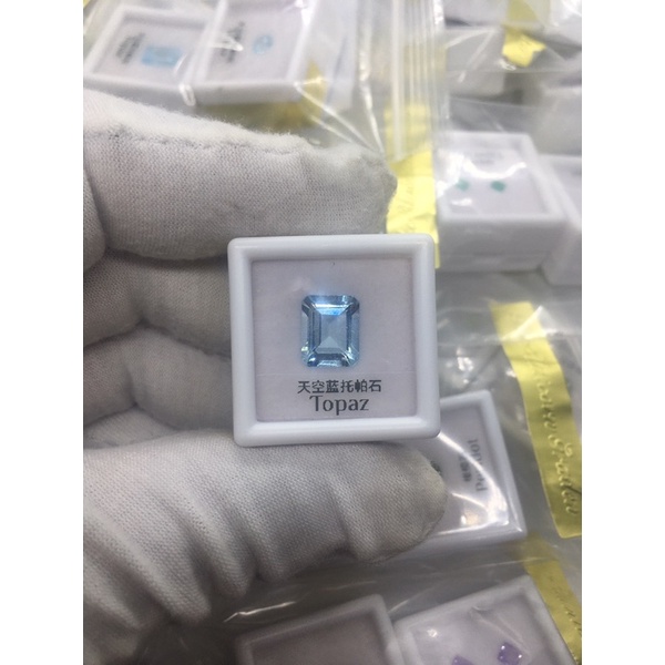 Aqua Jewelry 天然天空藍托帕石(Topaz)裸石切割戒面（8*10mm）彩色寶石裸石批發