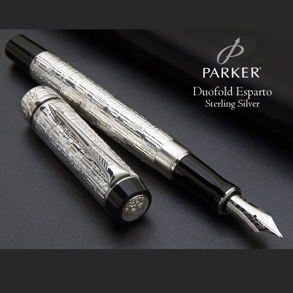英國 派克 Parker duofold Esparto Silver銀色飾邊 純銀 噴泉筆芯 中號【長益鋼筆】