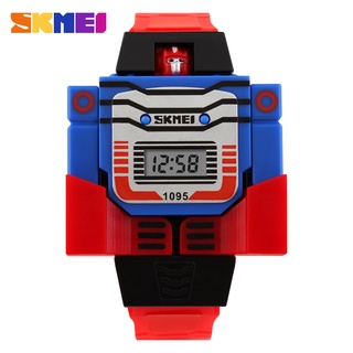 TRANSFORMERS Skmei兒童手錶玩具休閒時尚品牌運動男孩手錶機器人變形金剛數字防水1123
