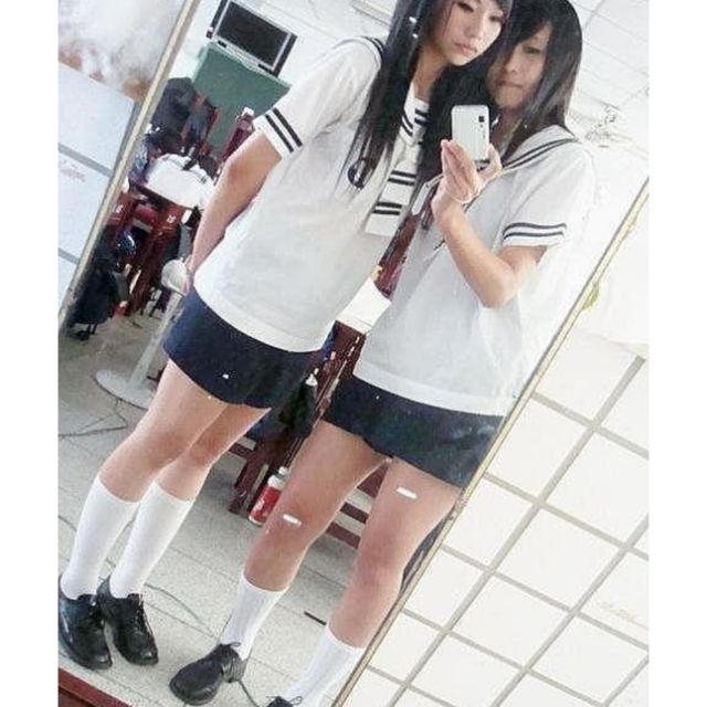 彰化達德商工制服，白色水手服 短褲裙 百褶裙