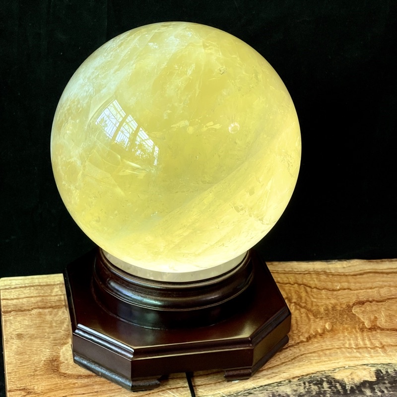 黃水晶球 20公分 12.8公斤 天然馬達加斯加黃水晶球 透光多處彩虹光 招財風水擺件 982