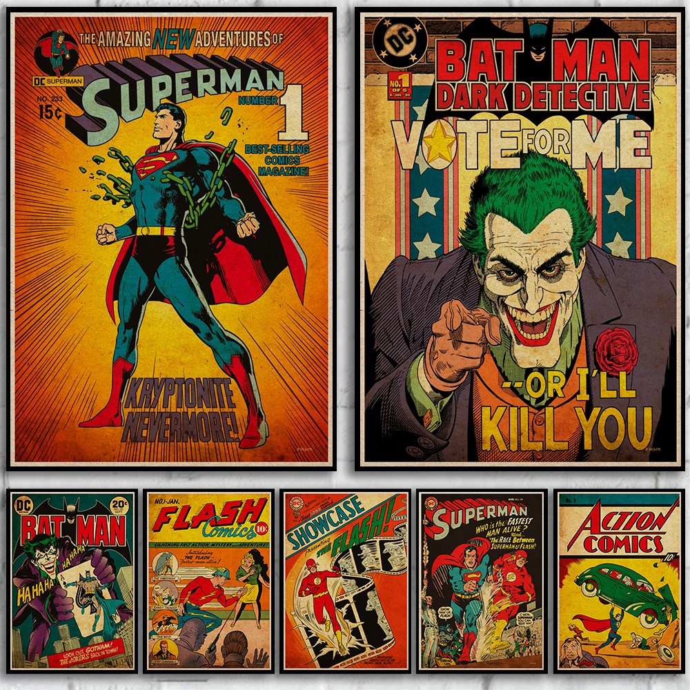 Dc海報收藏ii蝙蝠俠/小丑高品質牛皮紙復古海報客廳酒吧裝飾